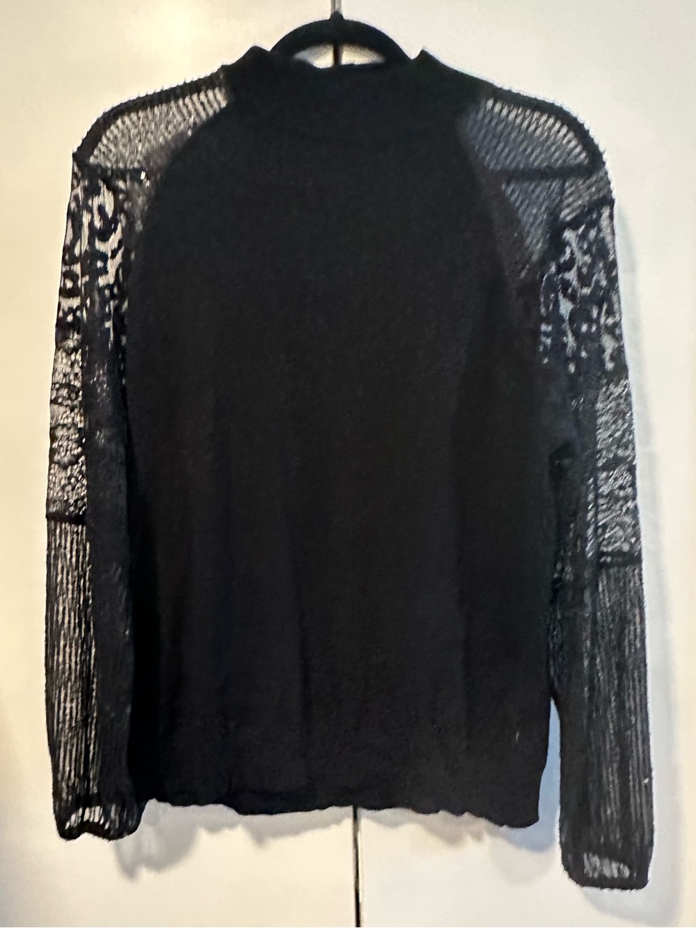 Belldini XL Black Lace Sleeve Mock Neck Women's Top